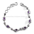 Designer Amethyst Edelstein 925 Sterling Silber Armband Schmuck